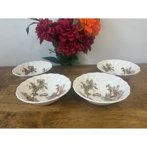 Johnson Bros Old Mill‎ Soup Cereal Bowls Vintage England Scalloped Transferware
